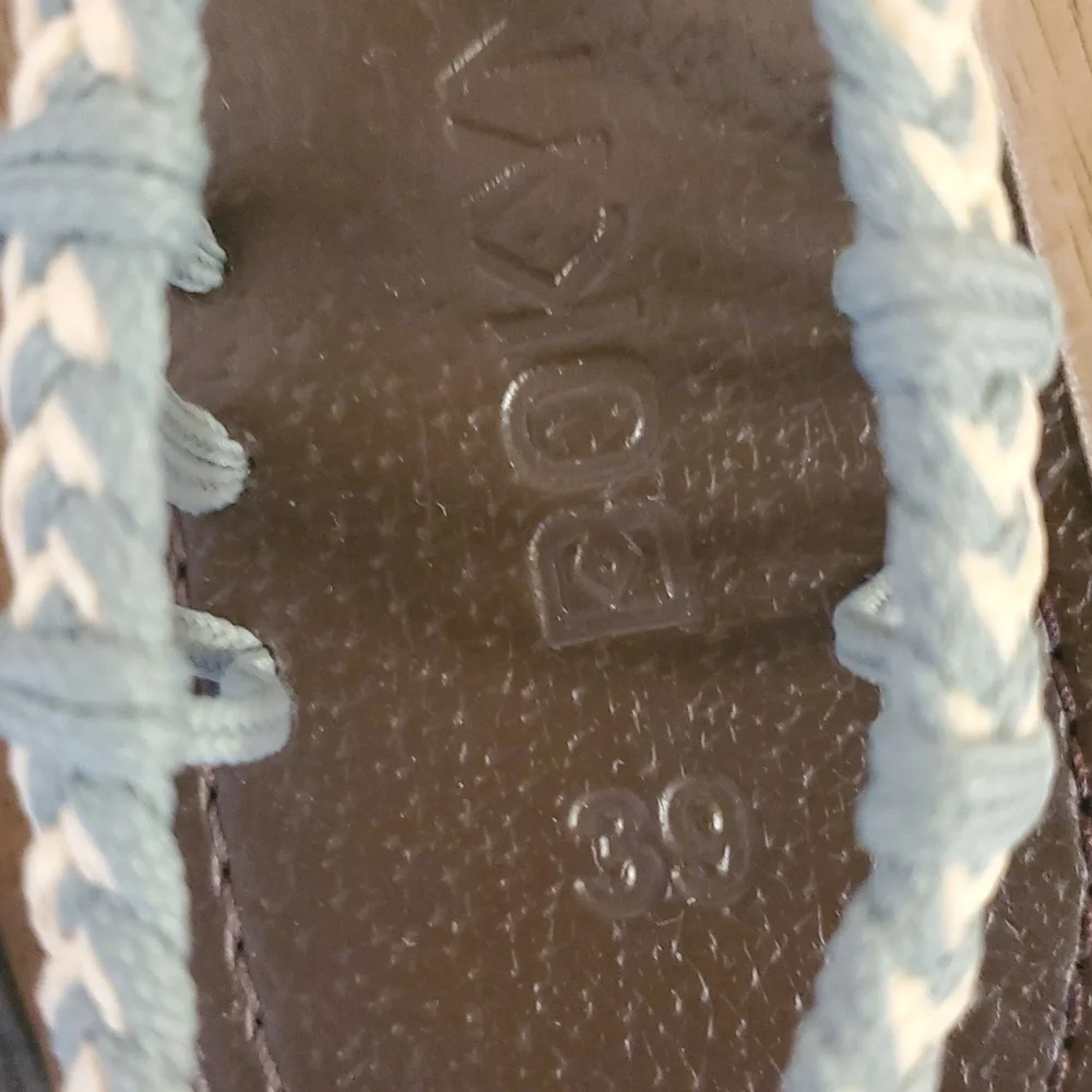 NIB BOKYNA Braided Vegan Sandals Size 39 Sage Ivory Womens